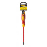 TOP MASTER PRO Surubelnita dreapta izolata 1000V 5.5x100mm CR - V TMP Șurubelniță izolată cu piesă de lucru din aliaj CR - V de înaltă calitate Mâner moale din două componente Izolează tensiun Top Master Pro - scule electrice si unelte profesionale - BricoMart