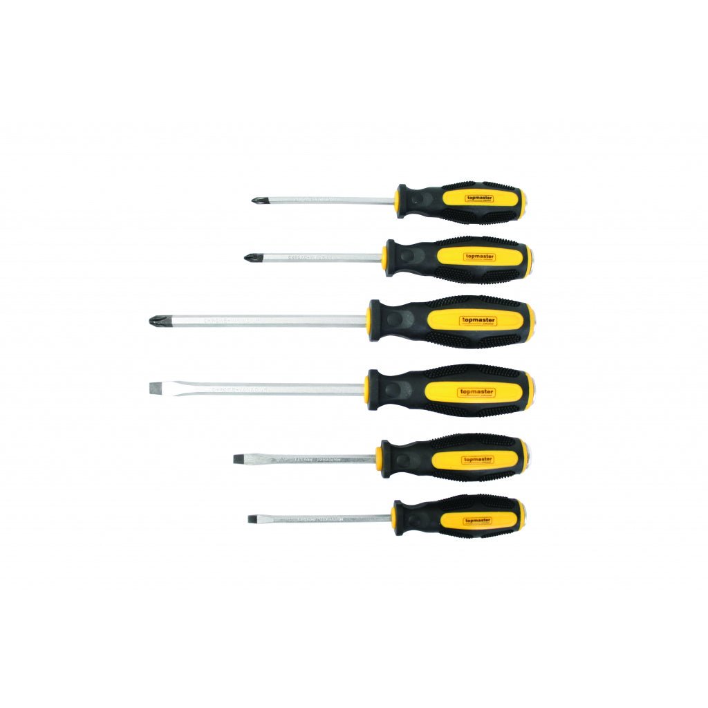 TOP MASTER PRO Surubelnite set 6pcs CR - V TMP Material:otel crom - vanadiu Varf magnetizat Top Master Pro - scule electrice si unelte profesionale - BricoMart
