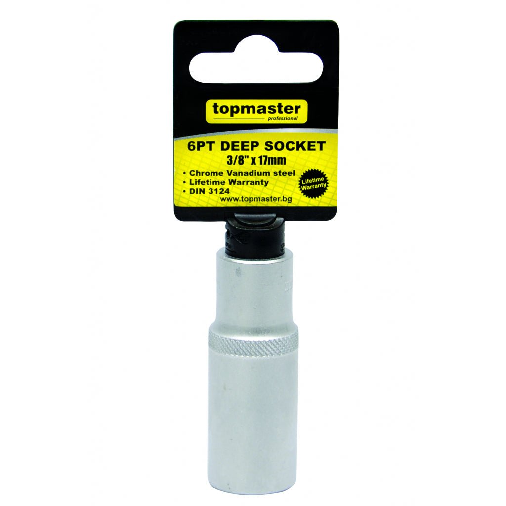 TOP MASTER PRO Tubulara adanca 3/8"x 8mm CR - V TMP Material: otel crom - vanadiu de inalta calitate 50BV30 Cu acoperire anticoroziune Standard - DIN3124 Top Master Pro - scule electrice si unelte profesionale - BricoMart