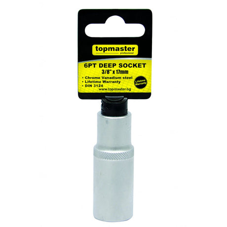TOP MASTER PRO Tubulara adanca 3/8"x 8mm CR - V TMP Material: otel crom - vanadiu de inalta calitate 50BV30 Cu acoperire anticoroziune Standard - DIN3124 Top Master Pro - scule electrice si unelte profesionale - BricoMart