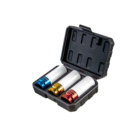 TOP MASTER PRO Tubulare de impact cu protectie set 17, 19, 21mm 1/2" TMP Inserții de impact alungite colorate din aliaj de crom - molibden „Cr - Mo” care oferă o rezistență și o utilizare de lungă Top Master Pro - scule electrice si unelte profesionale - BricoMart