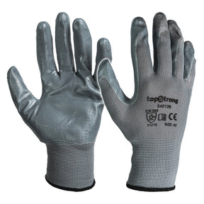 TOP STRONG Manusi de lucru cauciucate gri TS Complet acoperite cu nitril Din poliester fara cusaturi Top Strong - scule electrice si unelte profesionale - BricoMart
