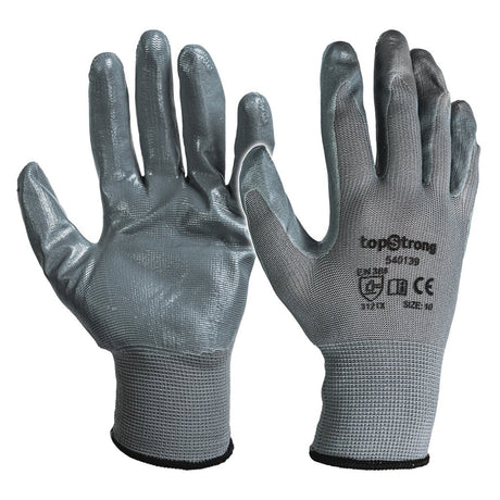 TOP STRONG Manusi de lucru cauciucate gri TS Complet acoperite cu nitril Din poliester fara cusaturi Top Strong - scule electrice si unelte profesionale - BricoMart