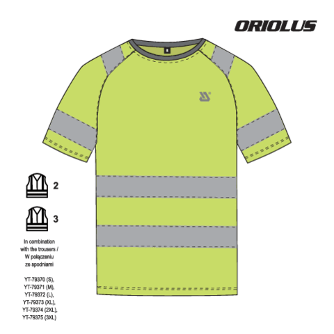 Tricou reflectorizant oriolus YATO YT-79381, 3XL - imagine 5