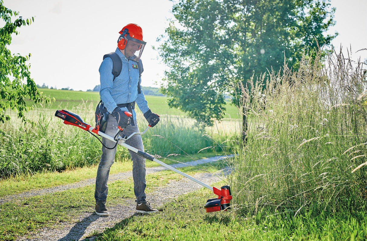 Trimmer de tuns gazon/iarba pe acumulator Einhell AGILLO 18/200 Power X - Change (litiu - ion, 18V, 7.500 rpm, filet cu avans automat/lama cu 3 dinti, motor frontal, maner de bicicleta, fara acumulator sau incarcator Einhell - scule electrice si unelte profesionale - BricoMart