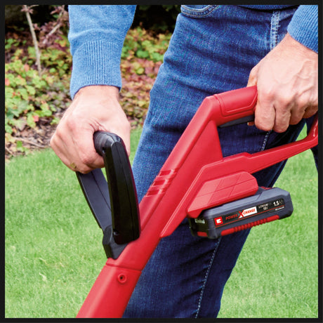 Trimmer de tuns iarba/gazon pe acumulator Einhell GC - CT 18/24 Li P Power X - Change (litiu - ion, 18 V, 8500 rpm, 24 cm, maner suplimentar, carcasa din plastic rezistenta la impact, incl. 20 de lame din plastic, incl. acumulator de 1,5 Ah si incarcator Einhell - scule electrice si unelte profesionale - BricoMart