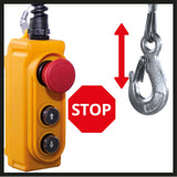 Troliu cu cablu Einhell TC - EH 1000 (1600 W, pentru ridicarea a pana la 500 kg la 18 m, pana la 999 kg la 9 m, functie de oprire, frana automata, decuplare automata a limitei, incl. rola de ghidare + blocare de siguranta, cablu de 18 m Ø 6 mm Einhell - scule electrice si unelte profesionale - BricoMart