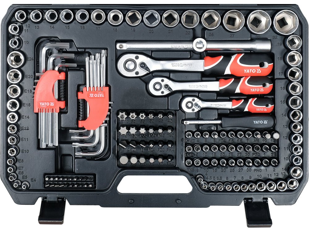 TRUSA TUBULARE 1/4'', 3/8'', 1/2'' 198 PIESE Yato YT - 38850 - 6.3 mm, 9.5 mm, 12.7 mm, CrMo Yato - scule electrice si unelte profesionale - BricoMart