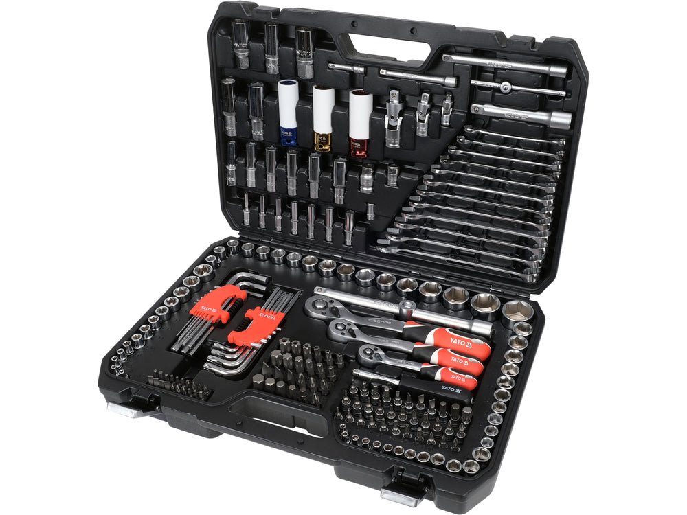 TRUSA TUBULARE 1/4'', 3/8'', 1/2'' 198 PIESE Yato YT - 38850 - 6.3 mm, 9.5 mm, 12.7 mm, CrMo Yato - scule electrice si unelte profesionale - BricoMart