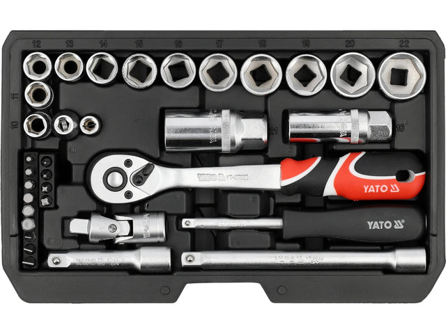 TRUSA TUBULARE 1/4", 3/8" 34 PIESE Yato YT - 38700 Yato - scule electrice si unelte profesionale - BricoMart