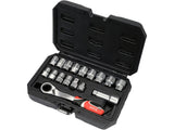 TRUSA TUBULARE SPLINE 3/8'',1/2'', 17PIESE Yato YT - 38653 - 9.5 mm, 12.7 mm, 24 mm, 195 mm Yato - scule electrice si unelte profesionale - BricoMart