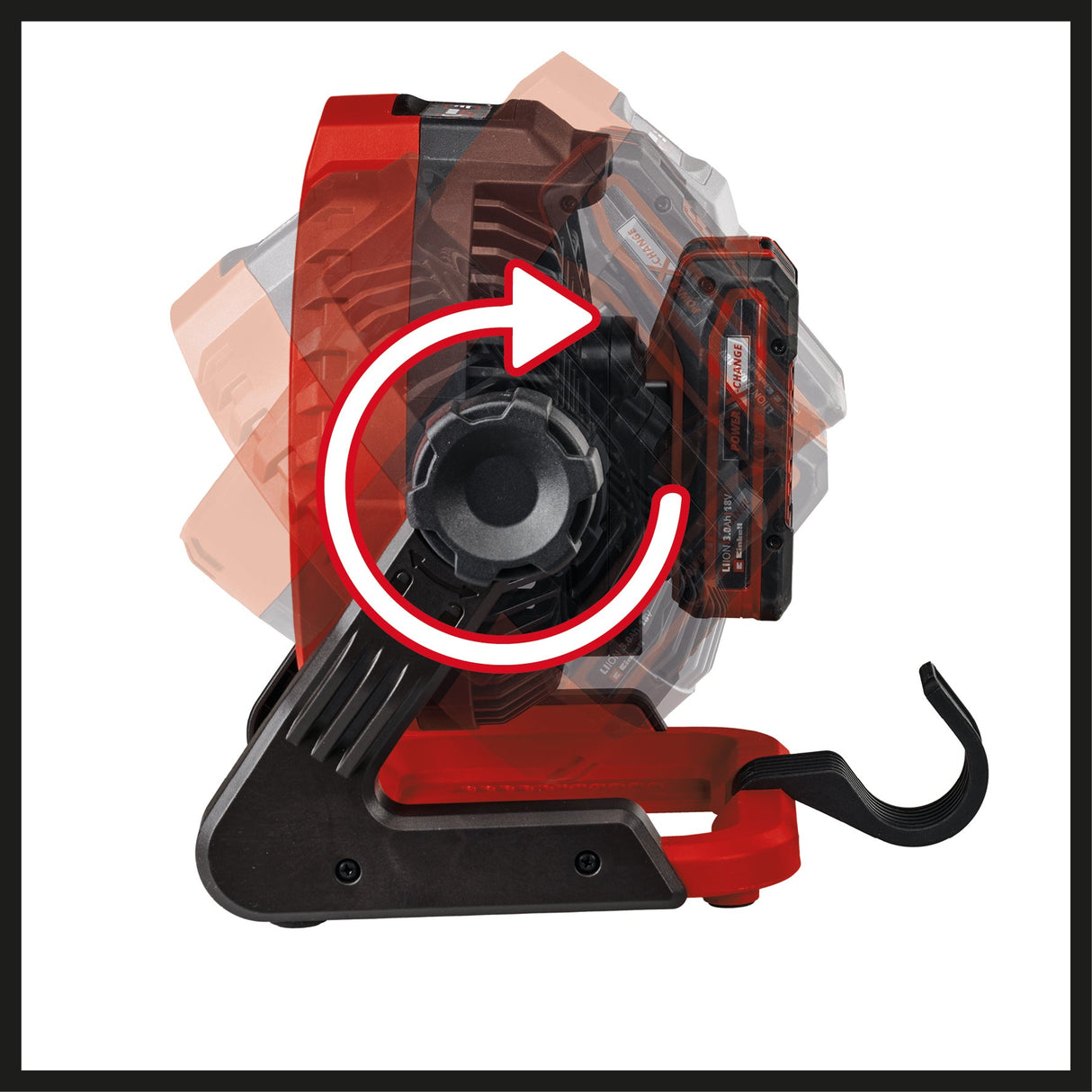 Ventilator pe acumulator Einhell GE - CF 18/2200 Li - Solo Power X - Change (18 V, Li - ion, 3 setari de viteza, cap ventilator rotativ la 360°, furnizat fara acumulator sau incarcator Einhell - scule electrice si unelte profesionale - BricoMart