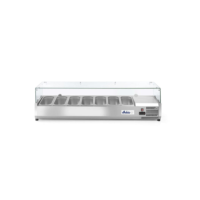 Vitrina prezentare Hendi, interval temp. -2/8?C, 180W, corp inox, ARKTIC by Hendi, 1605x395x(H)430 mm, 7 vase  GN 1/3