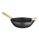 Wok cu maner din lemn Ø 32 cm (H) 100mm otel carbon