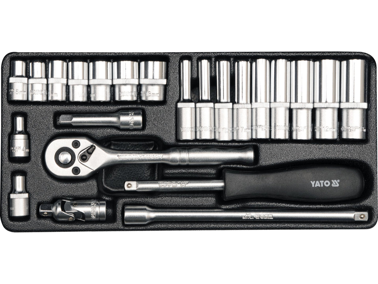 YATO SZERSZÁMKÉSZLET YT-14421 1/4, 23 RÉSZES KÉSZLET 
