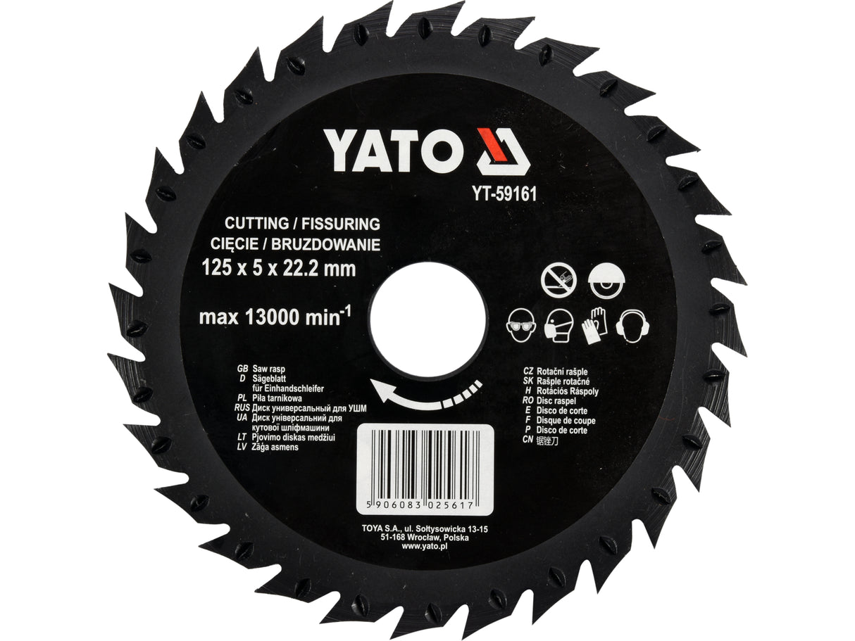DISC CIRCULAR-RASPEL PT YATO YT-59161 LEMN,125X22.2 MM