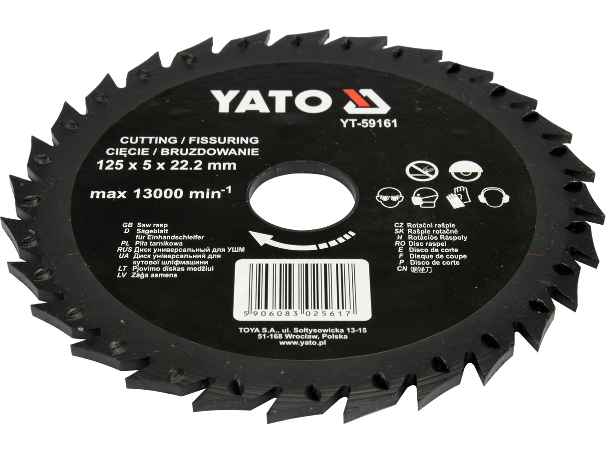 DISC CIRCULAR-RASPEL PT YATO YT-59161 LEMN,125X22.2 MM
