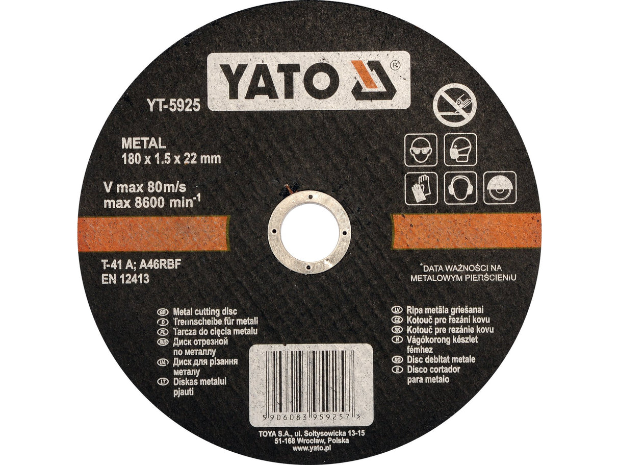 FÉMVÁGÓ KORONG YATO YT-5925 180X1.5X22MM 