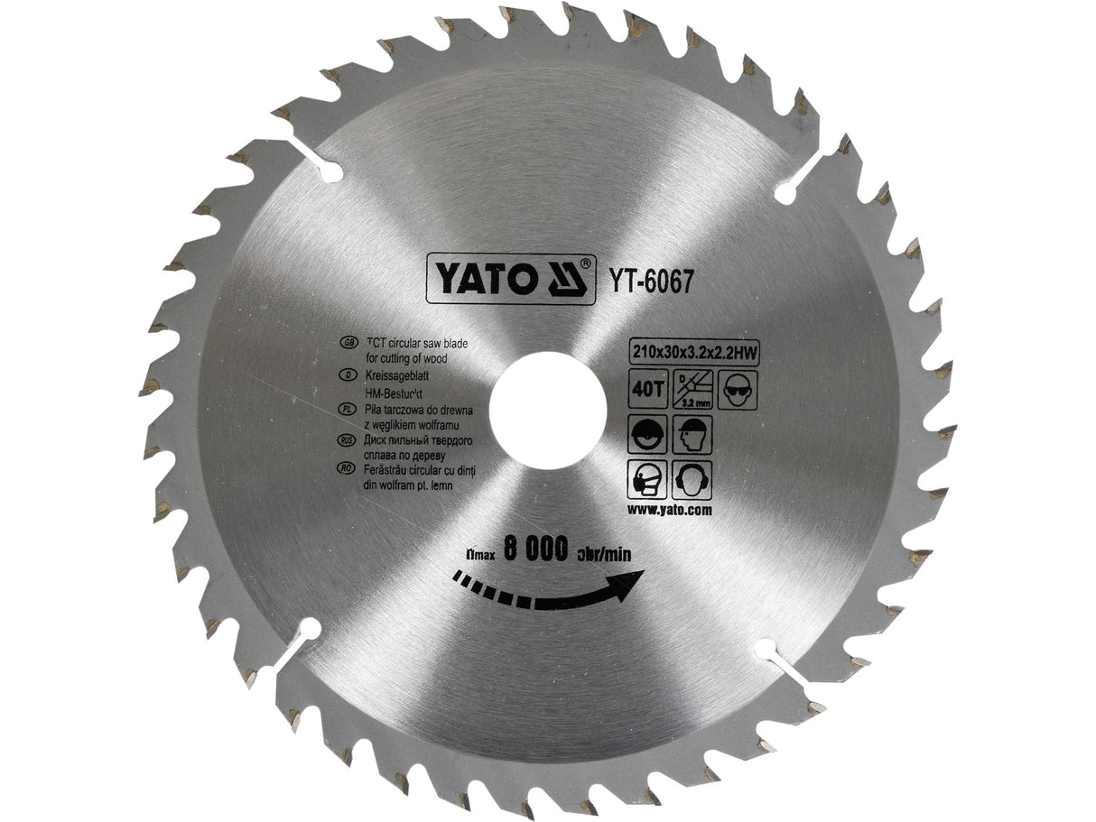 DISC FIERASTRAU CIRCULAR YATO YT-6067 PENTRU LEMN 210X40TX30MM