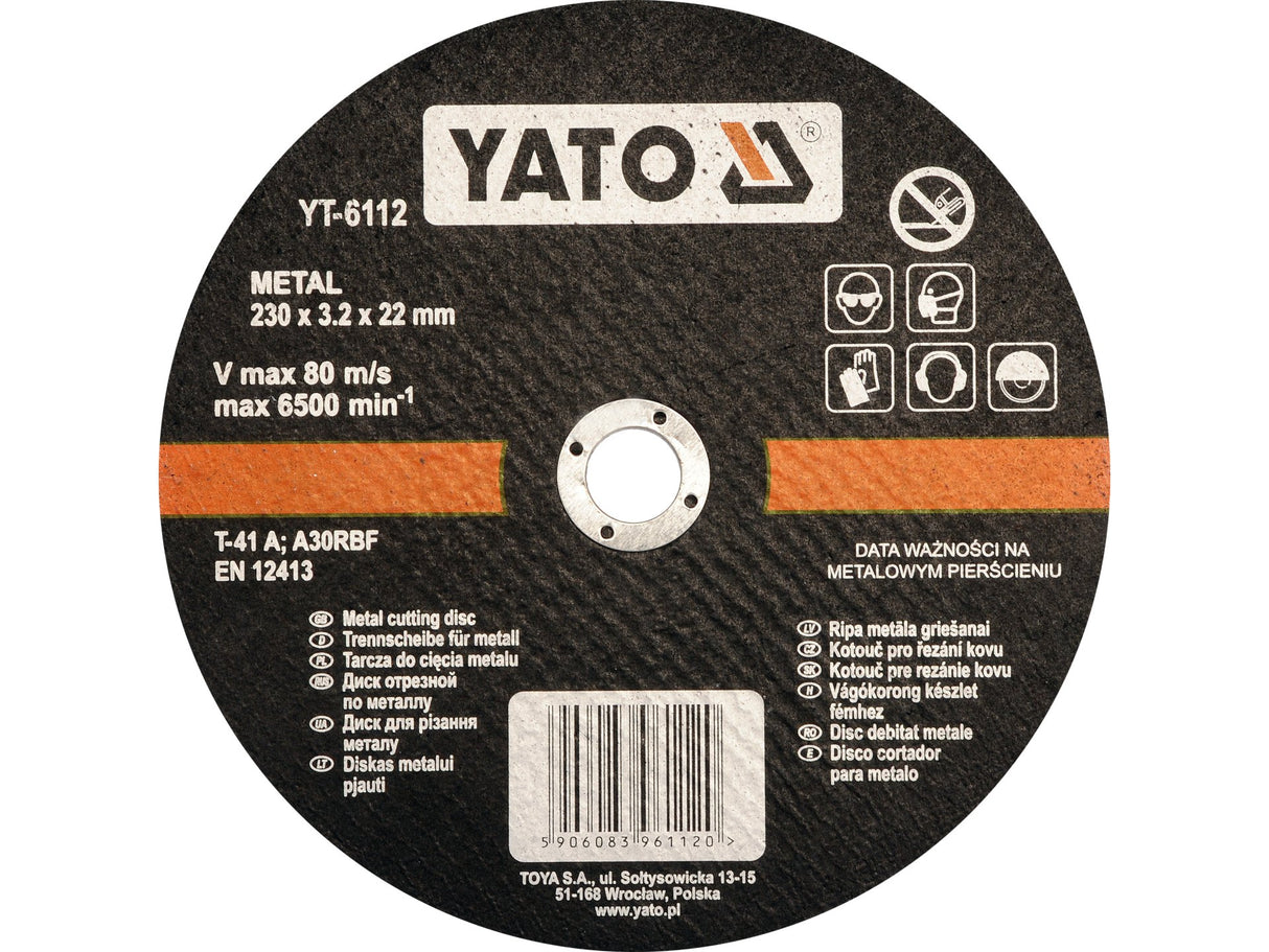 FÉMVÁGÓ KORONG YATO YT-6112 230X3.2X22MM 