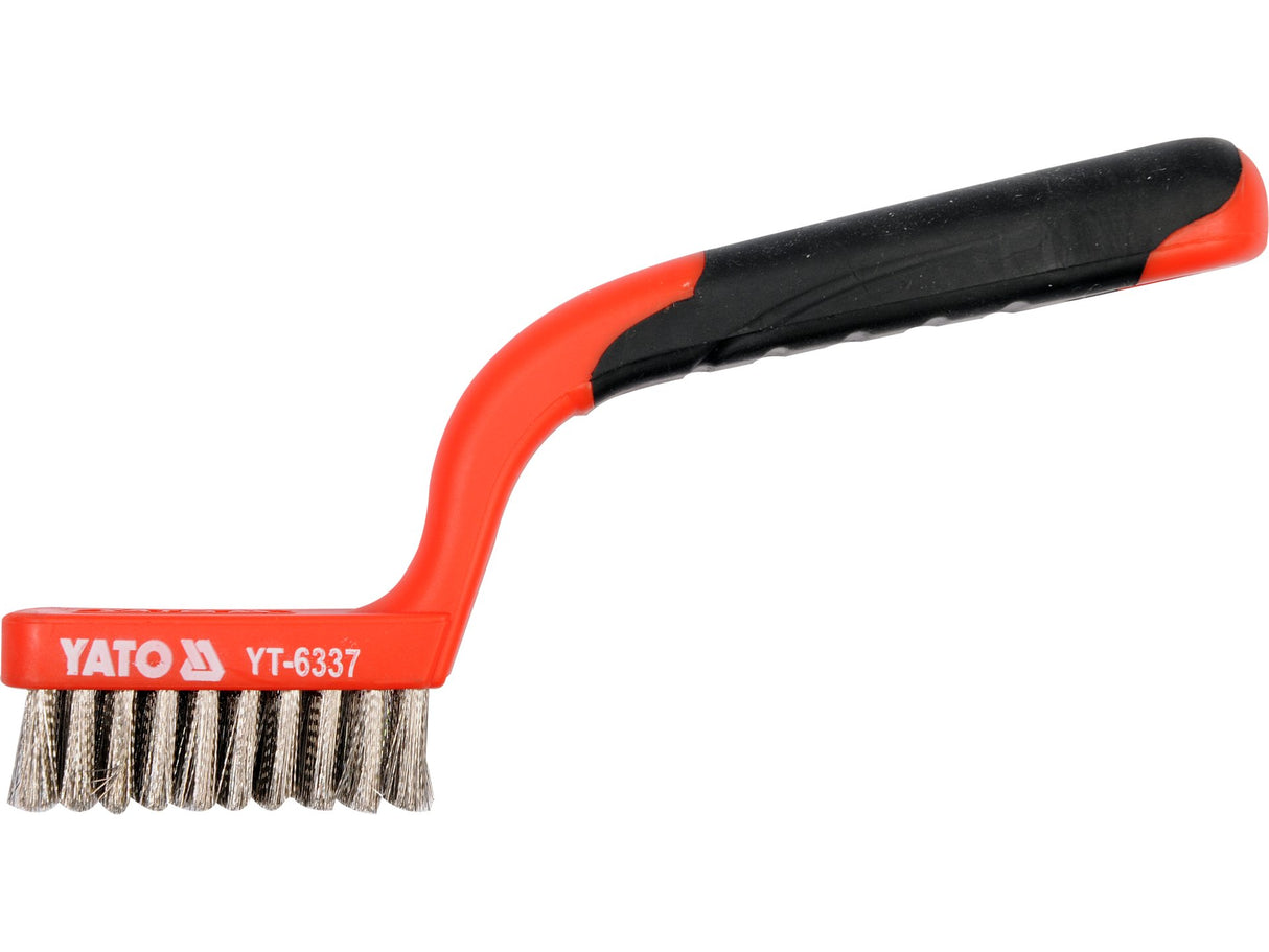 YATO YT-6337 Rozsdamentes acél drótkefe, 3 sor, műanyag nyéllel 